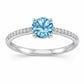 Sterling Silver Swiss Blue Topaz Solitaire Ring, Dainty Promise Engagement Band