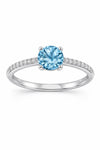 Sterling Silver Swiss Blue Topaz Solitaire Ring, Dainty Promise Engagement Band