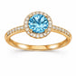 Sterling Silver Swiss Blue Topaz Halo Ring, Dainty Promise Engagement Ring