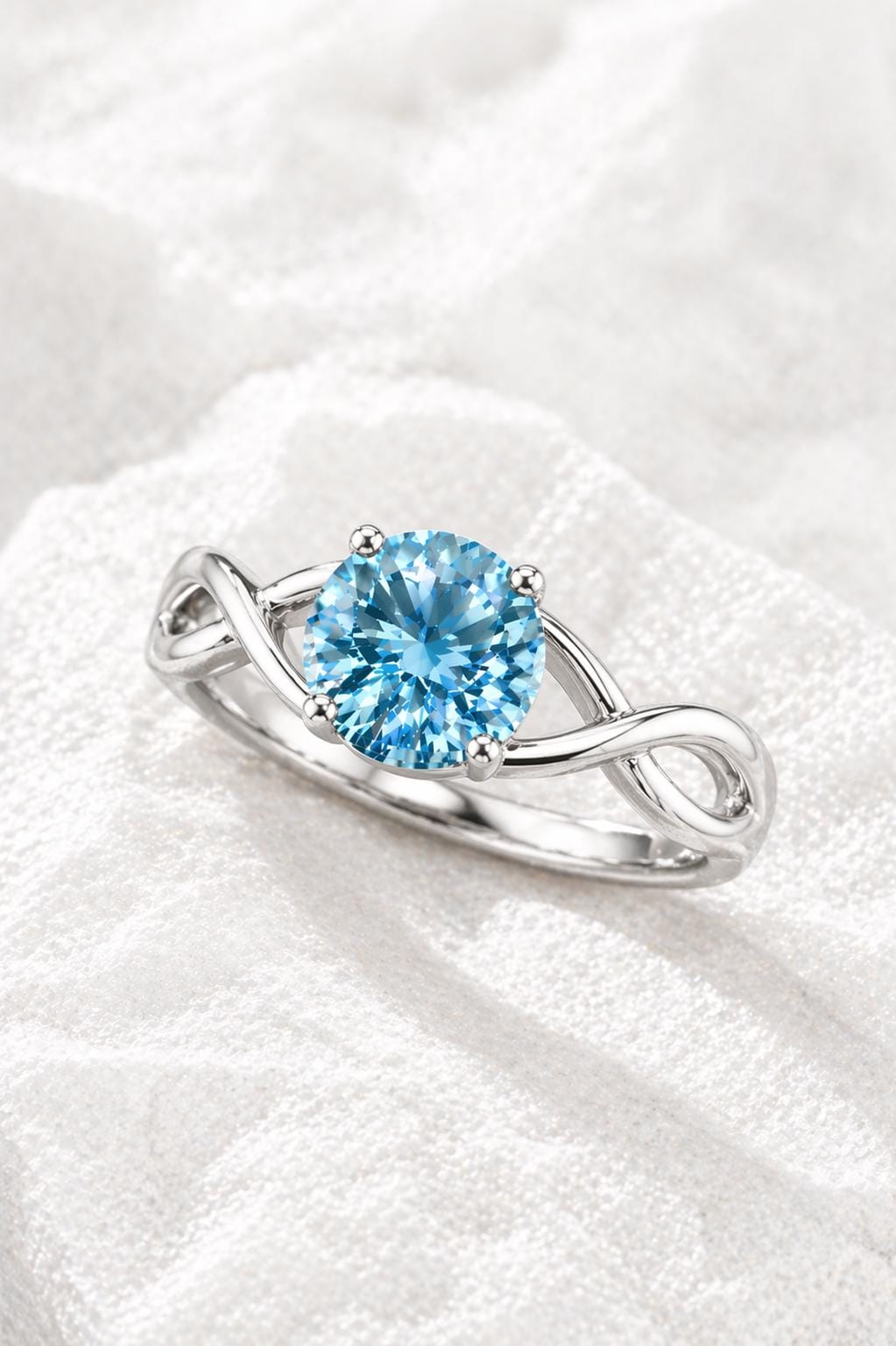 Sterling Silver Swiss Blue Topaz Celtic Knot Ring, Infinity Promise Band