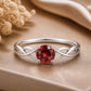 Garnet Infinity Twist Ring, 925 Sterling Silver, Round Red Stone, January Birthstone