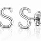 Sterling Silver Letter S Stud Earrings, Minimalist Alphabet Jewelry