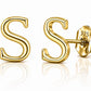 Sterling Silver Letter S Stud Earrings, Minimalist Alphabet Jewelry