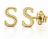 Sterling Silver Letter S Stud Earrings, Minimalist Alphabet Jewelry