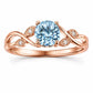 Sterling Silver Swiss Blue Topaz Leaf Ring, Vintage Vine Nature Design