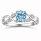 Sterling Silver Swiss Blue Topaz Leaf Ring, Vintage Vine Nature Design
