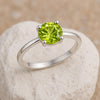 Sterling Silver Peridot Solitaire Ring, August Birthstone, Dainty Promise Ring