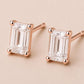 Emerald Cut CZ Stud Earrings, 925 Sterling Silver, Minimalist Rectangle Diamond Look