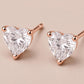 Sterling Silver Heart Cut CZ Stud Earrings, Diamond Look Solitaire Studs