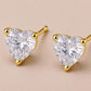Sterling Silver Heart Cut CZ Stud Earrings, Diamond Look Solitaire Studs