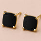 Black Onyx Cushion Cut Solitaire Stud Earrings, 925 Sterling Silver Minimalist Earrings