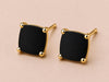 Black Onyx Cushion Cut Solitaire Stud Earrings, 925 Sterling Silver Minimalist Earrings