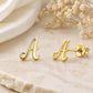 Sterling Silver Initial A Stud Earrings, Cursive Alphabet Minimalist Jewelry