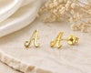 Sterling Silver Initial A Stud Earrings, Cursive Alphabet Minimalist Jewelry