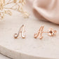 Sterling Silver Initial A Stud Earrings, Cursive Alphabet Minimalist Jewelry