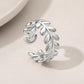 Sterling Silver Leaf Vine Ring, Adjustable Botanical Open Band, Minimalist Nature Jewelry