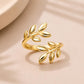 925 Sterling Silver Leaf Vine Ring, Adjustable Botanical Nature Jewelry