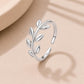 Sterling Silver Leaf Wrap Ring, Adjustable Botanical Nature Jewelry