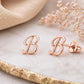 Sterling Silver Initial B Stud Earrings, Minimalist Alphabet Jewelry