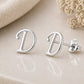 Sterling Silver Initial D Stud Earrings, Minimalist Alphabet Jewelry