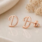 Sterling Silver Initial D Stud Earrings, Minimalist Alphabet Jewelry