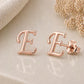 Sterling Silver Initial E Stud Earrings, Minimalist Alphabet Jewelry