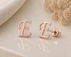 Sterling Silver Initial E Stud Earrings, Minimalist Alphabet Jewelry