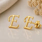 Sterling Silver Initial E Stud Earrings, Minimalist Alphabet Jewelry