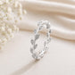 925 Sterling Silver Leaf Eternity Ring, CZ Accented Botanical Vine Band