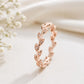 925 Sterling Silver Leaf Eternity Ring, CZ Accented Botanical Vine Band