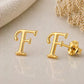 Sterling Silver Initial F Stud Earrings, Minimalist Alphabet Jewelry