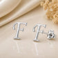 Sterling Silver Initial F Stud Earrings, Minimalist Alphabet Jewelry