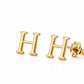 Sterling Silver Initial H Stud Earrings, Minimalist Alphabet Jewelry