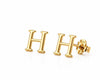 Sterling Silver Initial H Stud Earrings, Minimalist Alphabet Jewelry