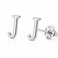 Sterling Silver Initial J Stud Earrings, Minimalist Alphabet Jewelry