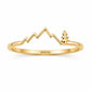 Sterling Silver Mountain Tree Ring, Minimalist Nature Landscape Jewelry