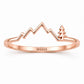 Sterling Silver Mountain Tree Ring, Minimalist Nature Landscape Jewelry