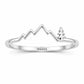 Sterling Silver Mountain Tree Ring, Minimalist Nature Landscape Jewelry