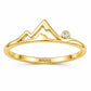 925 Sterling Silver Mountain Ring with CZ Accent, Minimalist Nature Landscape Jewelry