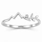 Sterling Silver Mountain Leaf Ring with CZ, Nature Inspired Minimalist Adventure Jewelry
