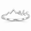 Sterling Silver Mountain Leaf Ring with CZ, Nature Inspired Minimalist Adventure Jewelry