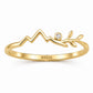 Sterling Silver Mountain Leaf Ring with CZ, Nature Inspired Minimalist Adventure Jewelry