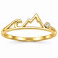Sterling Silver Mountain Wave Ring with CZ, Minimalist Nature Adventure Jewelry