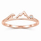 Sterling Silver Mountain Wave Ring with CZ, Minimalist Nature Adventure Jewelry