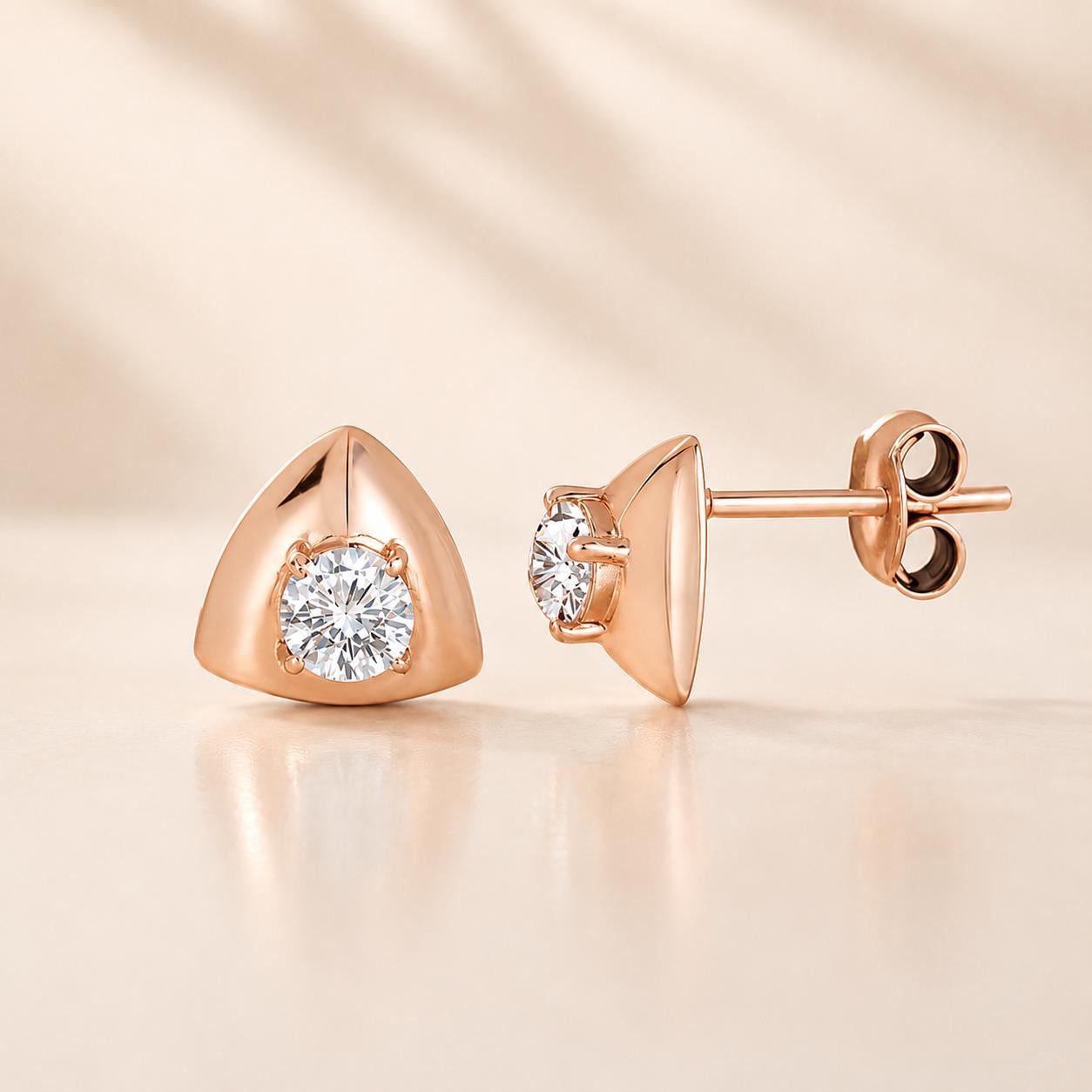 925 Sterling Silver Triangle CZ Stud Earrings, Minimalist Geometric Everyday Jewelry