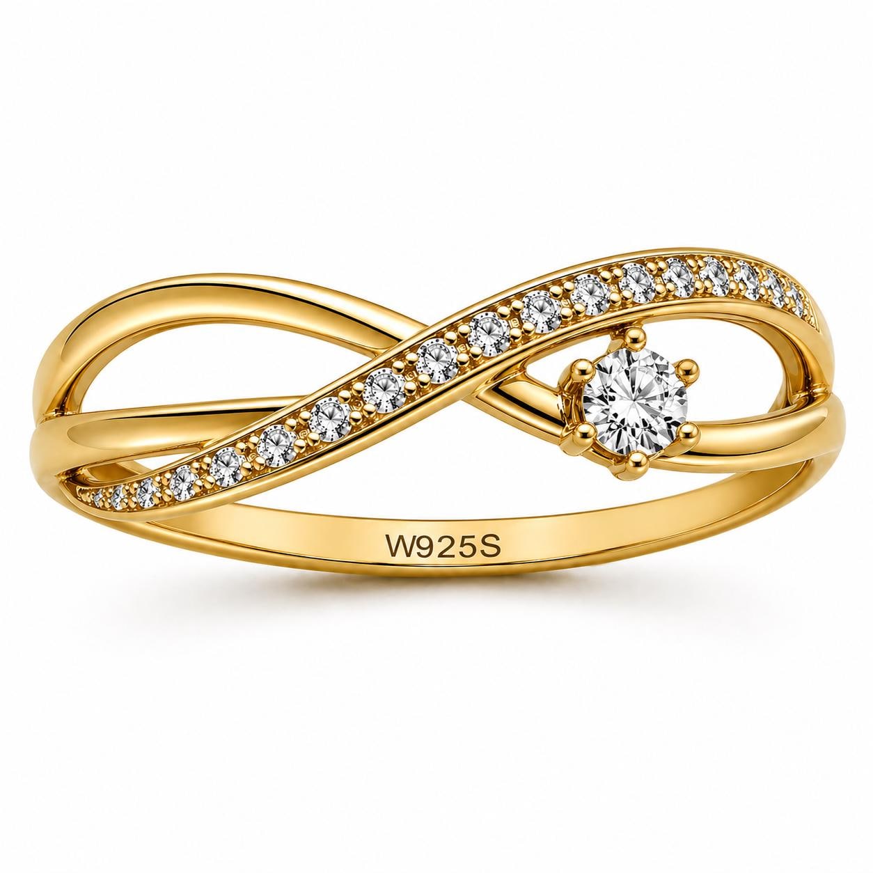 Sterling Silver Infinity Ring with CZ, Minimalist Engagement Promise Band