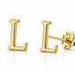 Sterling Silver L Initial Stud Earrings, Minimalist Personalized Name Studs