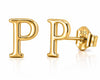 925 Sterling Silver P Initial Stud Earrings, Minimalist Personalized Name Studs