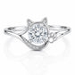 Sterling Silver Cat Paw Ring, Round CZ, Animal Lover Promise Ring