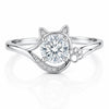 Sterling Silver Cat Paw Ring, Round CZ, Animal Lover Promise Ring